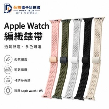 雙圈編織錶帶 鏤空透氣 回環尼龍磁吸錶帶 適用 Apple Watch 11 10 9 8 SE 7 錶帶 Ultra