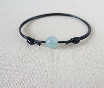 本命年【幸運石】冰種翡翠韓國蠟線手鍊*Lga11*招財、防小人