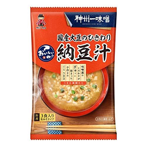 神州一味噌 おいしいね!! 国産大豆のひきわり納豆汁 3食×6袋