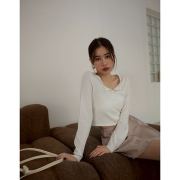 AIR SPACE LADY 經典素面針織開襟衫(白/粉紅/咖啡) 女裝 現貨