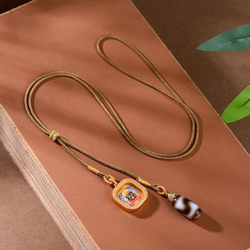 手繪吊墜 扎基拉姆 唐卡飾品 項鍊 吊墜 避邪吊墜 女生項鍊 毛衣鏈 藏式吊墜 飾品 利事業 女財神 招財納福 408