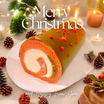 {聖誕節特製}【貝蕾麥麥】草莓抹茶脆皮巧克力生乳捲(#聖誕節#草莓生乳捲#脆皮抹茶巧克力#乾燥草莓碎粒)