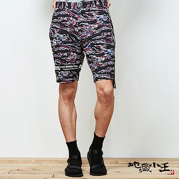 地藏小王 BLUE WAY 織帶迷彩潮流風格短褲