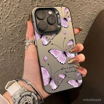 卡通紫色蝴蝶 防摔 適用蘋果iPhone17 16 15 14 13 12 11 Promax X XR手機殼
