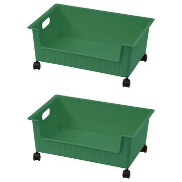 桌下收納整理箱 附輪  中號  綠色  2個