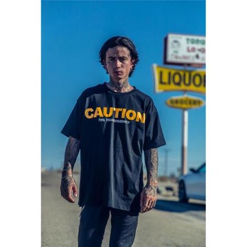 tattoo風小眾紋身師簡約機車騎行者酷酷英文印花打底衫短袖T恤潮