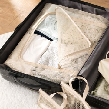 韓國 byfulldesign - (防潑水)韓製衣物整理網眼收納包-米杏