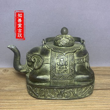 特價仿古純銅大象壺擺件酒壺茶壺吉祥八寶壺家居裝飾禮品古玩收藏