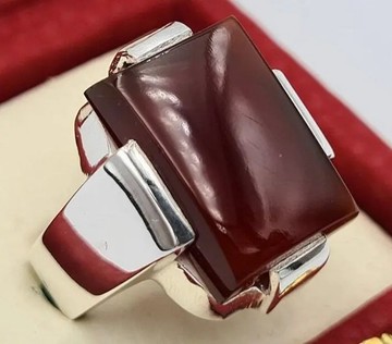 葉門 Aqeeq Aqiq Akik 飾品 中性款 戒指 hakik 寶石 鮮紅戒指