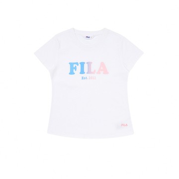 FILA KIDS 女童短袖圓領T恤-白色 5TEA-4408-WT