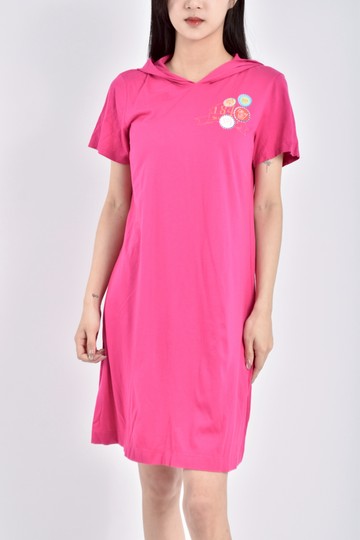 加購優惠(S) ut棉質純棉連帽短袖粉色洋裝