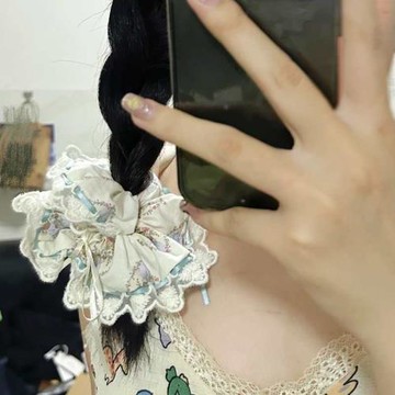 趙露思同款白色蕾絲發圈2023新款法式高級感鏤空大腸扎頭皮筋頭飾
