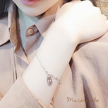 【焦糖小姐 Ms caramelo】925純銀 鋯石手鍊 平安 祝褔手鍊