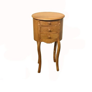 【吉迪市100%全柚木家具】LT-009A 復古造型圓邊几 床頭櫃 電話櫃