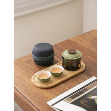 儒里玻璃旅行茶具便攜式快客杯個人專用隨身包套裝戶外功夫泡茶壺