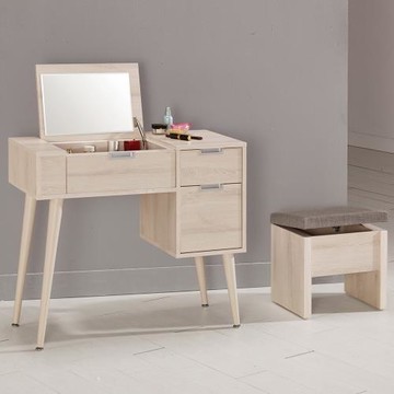 【Homelike】 喜家居掀鏡化妝桌椅組(24047)