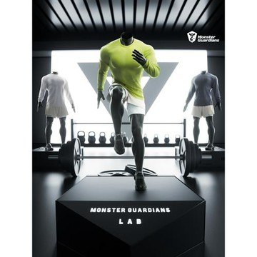 (免運)Monster Guardians 男子寬松85G超輕薄透氣吸濕排汗訓練運動長袖