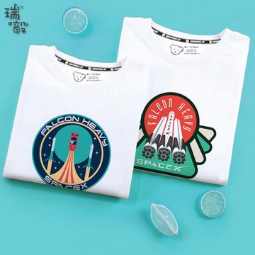 太空航天探索spaceX宇航員短袖T恤衫男女大中兒童裝學生純棉半袖