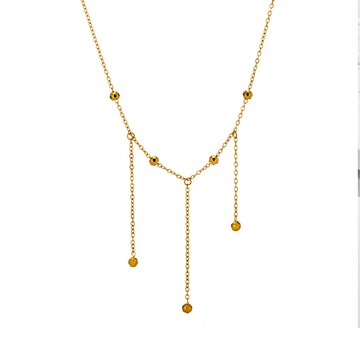 宏雲Hongyun-QJ-小眾高級感流蘇鐳射球蹦迪項鍊 流光輕奢鎖骨鏈鈦鋼鍍18k金