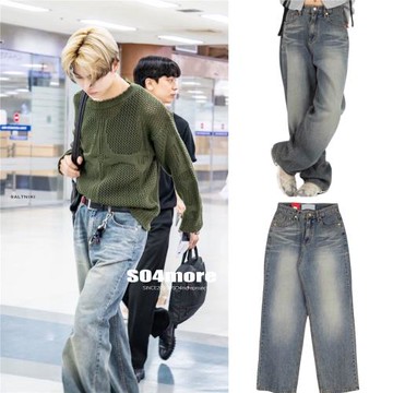 【SO4more】韓國直郵 enhypen西村力私服原版正品 水洗中性牛仔褲
