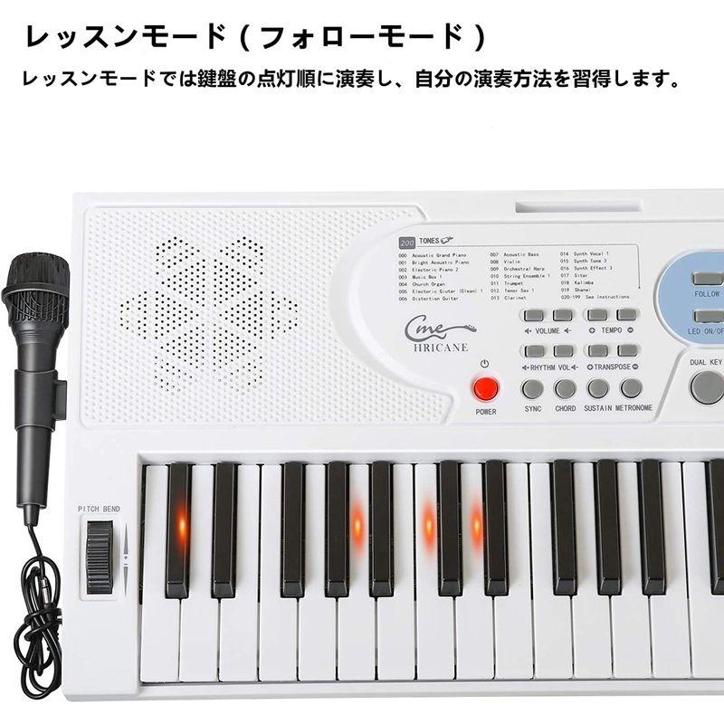 Hricane キーボード ピアノ 電子ピアノ 61鍵盤 200種類音色 200種類リズム 60曲デモ曲 LCDディスプレイ搭載 光る鍵盤