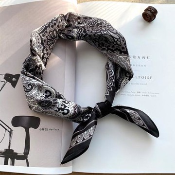 韓版真絲小方巾男士絲巾休閑圍巾桑蠶絲嘻哈時尚領巾印花頭巾發帶