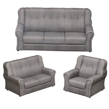 綠活居 雷凱 時尚灰亞麻耐磨皮革沙發椅組合(1+2+3人座)