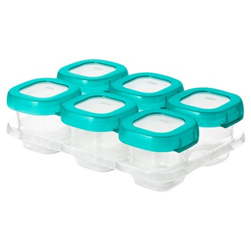 OXO tot 好滋味冷凍儲存盒 適合分裝儲存、冷凍自製嬰兒副食品 完全密封防止副食品外漏 可直接微波加熱 托盤可堆疊收納不占空間 小格裝  60ml  靚藍綠  1個
