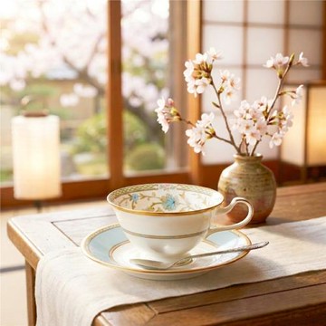 Noritake則武 YOSHINO吉野櫻花咖啡杯套裝茶具日式咖啡杯子高檔
