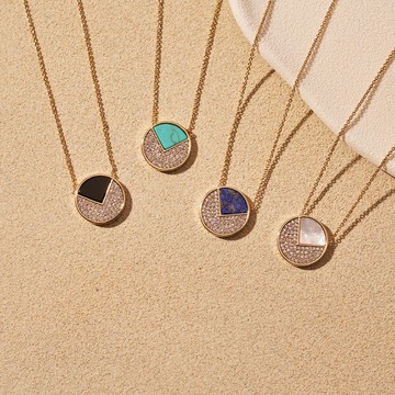 V滿鑽寶石項鍊 (四種寶石)