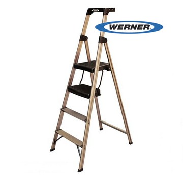 美國Werner穩耐 安全鋁梯 234T-3AS 優雅金大平台家用梯/A字梯