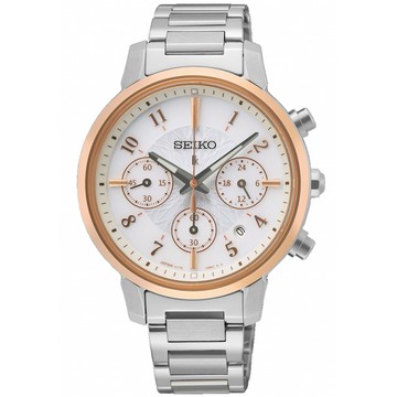 SEIKO Lukia 玫瑰金 太陽能計時腕錶 錶 手錶 送禮 (V175-0FC0KS/SSC906J1)