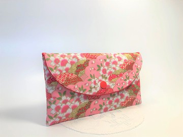 2色~【燙金櫻花雲扇棉布】紅包袋/存摺袋/多功能袋