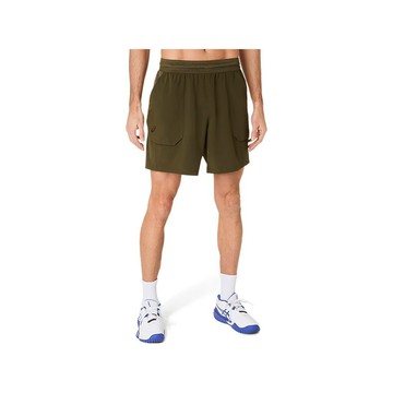 【曼森體育】ASICS 亞瑟士 7吋平織 短褲 男款 ACTIMOTION 海外版 網球短褲 墨綠