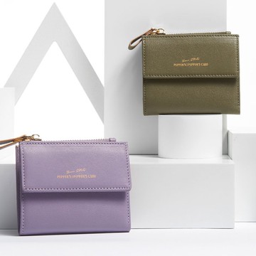 GOLD 羊皮撞色短夾 - 羅藍紫/午夜藍/沼綠色