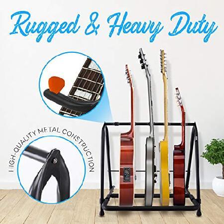 Pyle Foldable Universal Multi Stand Portable Collapsible Instrument Floor Guitar Rack Holder w Foam Padding-for Acoustic, Electric, Bass Guitar ＆ G