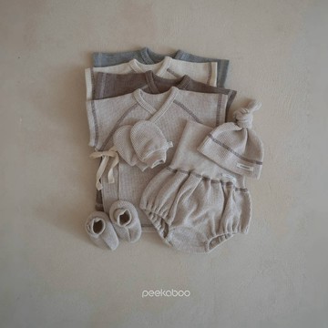peekaboo 反車線華夫格新生兒衣服套裝【預購】嬰兒套裝 寶寶衣服 嬰兒衣服 彌月禮盒 寶寶帽子 韓國童裝