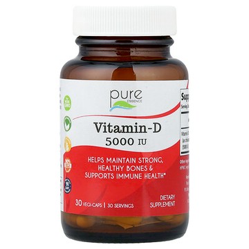 Pure Essence, 維生素 D，5000 國際單位，維生素，30 粒素食膠囊