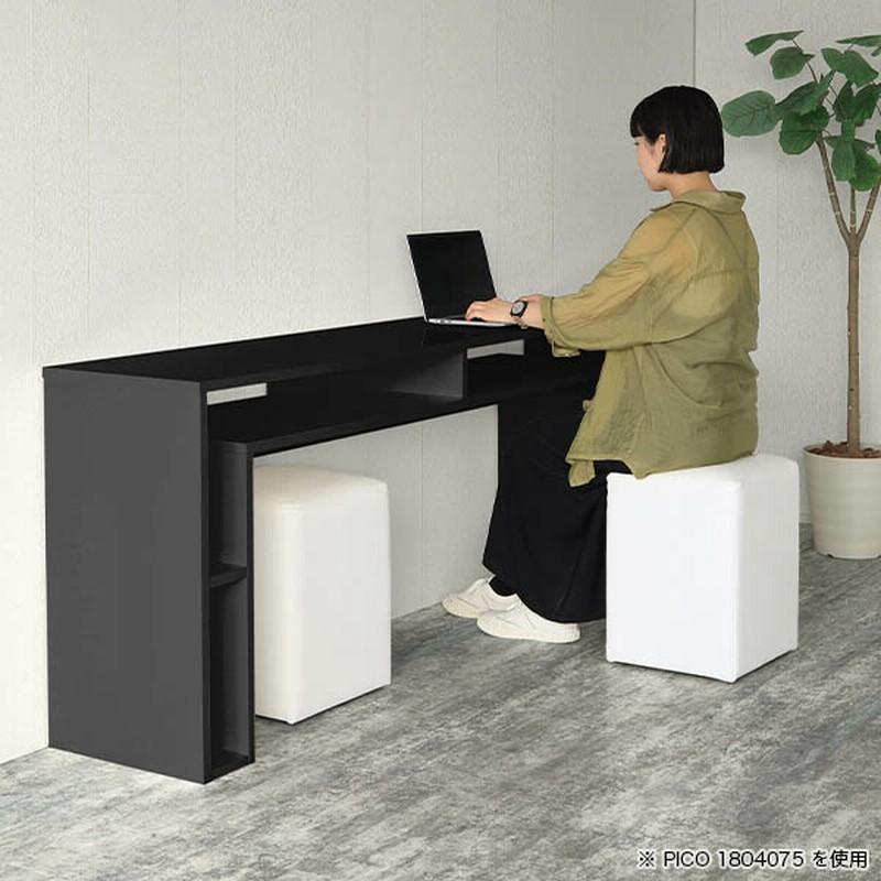 キッチンカウンター 高さ90cm 収納 バーカウンター 黒 ハイ