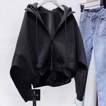 macqnf自留好版型 寬松顯瘦甩帽領衛衣mq百搭拉鏈加厚實外套57158