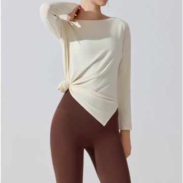 (台灣現貨速發)落肩長袖瑜珈上衣 透氣舒適 修飾顯瘦 中長版設計 修飾顯瘦 瑜伽跑步 健身 有氧 長袖上衣 運動上衣