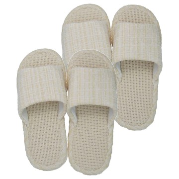 小香風亞麻拖鞋 100%亞麻 涼爽柔軟透氣吸汗  米白色  36~37  2雙