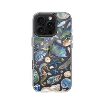 iPhone 16 Pro Clear Case（相機按鈕） 透明 - Ocean Collection: Let's Sea 海洋系列：一路向海 - 海灘尋寶（冷色調）