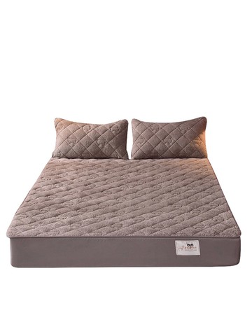 南極人床笠床罩單件冬季加厚夾棉珊瑚牛奶絨床墊套罩防滑固定床單