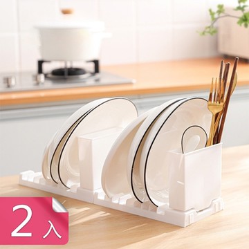 【荷生活】可串接可折疊收納餐具收納盒 掛孔設計易清洗瀝水收納架-2入組