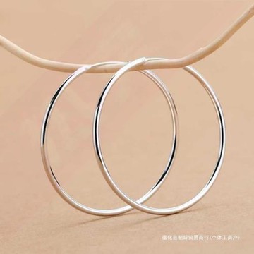 源頭925純銀大耳圈 防過敏純銀耳環 氣質素圈銀耳圈新款圓圈朝辭