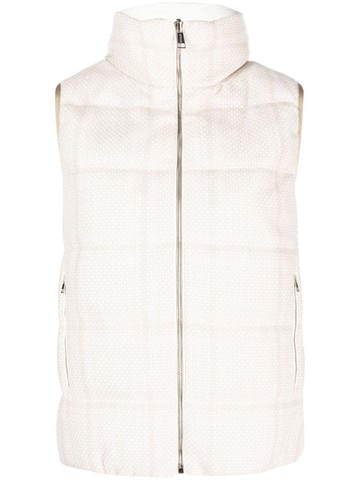 Kiton - hooded padded gilet - women - Cashmere/Silk/Virgin Wool/Linen/Flax/Polyamide/Polyamide/Polyester/Down/Feather - 42 - Neutrals