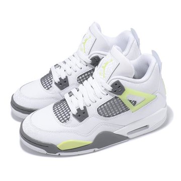 Nike 休閒鞋 Air Jordan 4 Retro GS 大童 女鞋 白 檸檬黃 4代 AJ4 HJ5990-100
