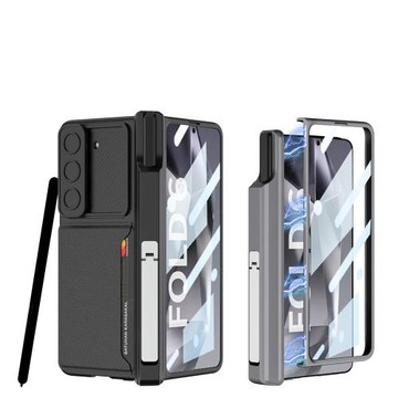適用于三星ZFold6推窗手機殼卡包插卡磁吸鉸鏈筆盒帶支架殼膜一體