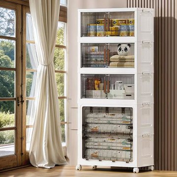 Mr.box  70面寬摺疊磁吸雙開門收納櫃-附滑輪  3開門+單櫃 多色可選